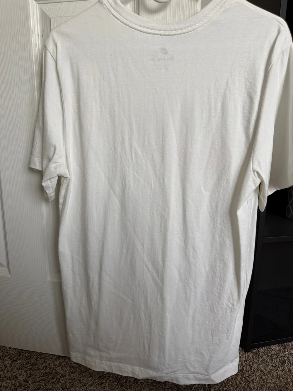 Nike White Men's Logo T-Shirt with Red Swoosh